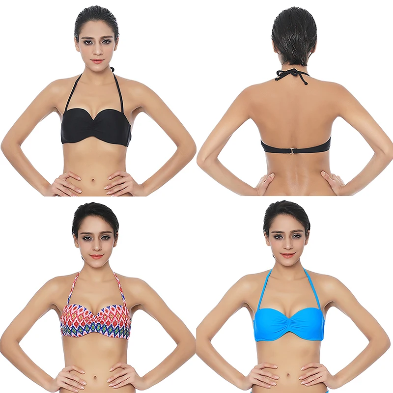 Одноцветный Женский Бикини Топ Купальник с принтом пуш ап купальник сексуальный