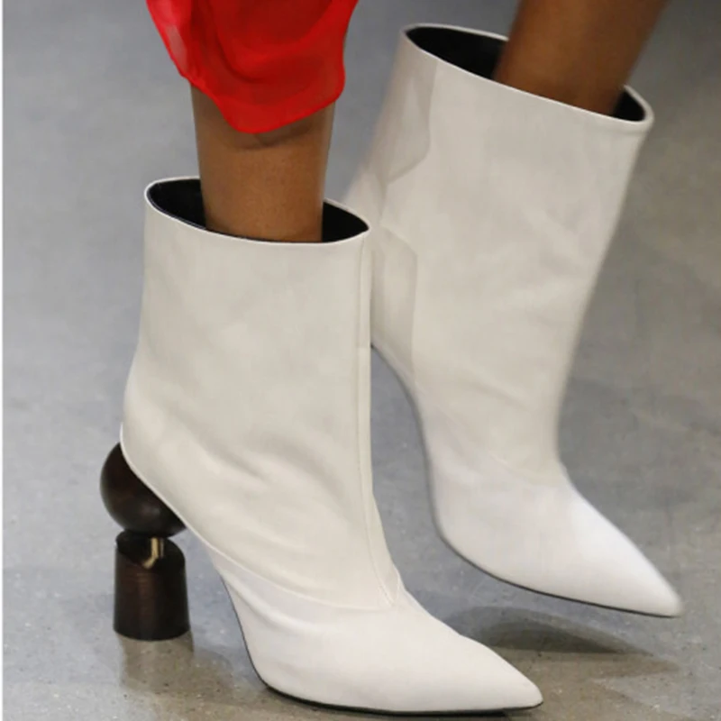 Женские ботильоны с острым носком модельные кожаные ботинки на высоком каблуке