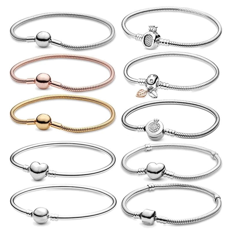 

Wholesale Luxe Jewelry Fit Pandora Original DIY Charms fabrication Bijoux 100% 925 Sterling Silver Bracelets Bangles For Women