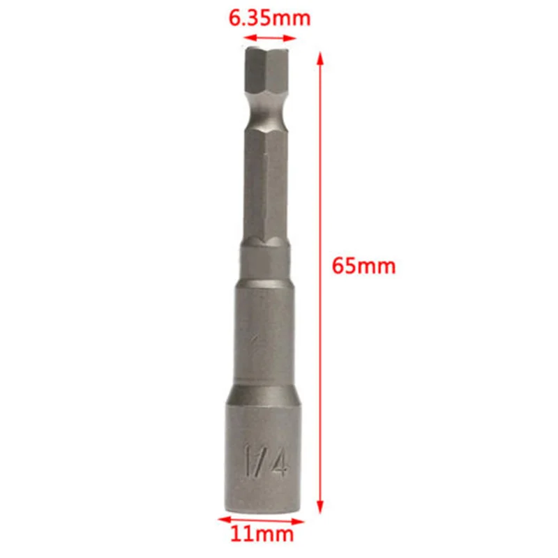 

10 PCS 1/4 65mm Hex Magnetic Nut Driver Socket Set Metric Impact Drill Bits