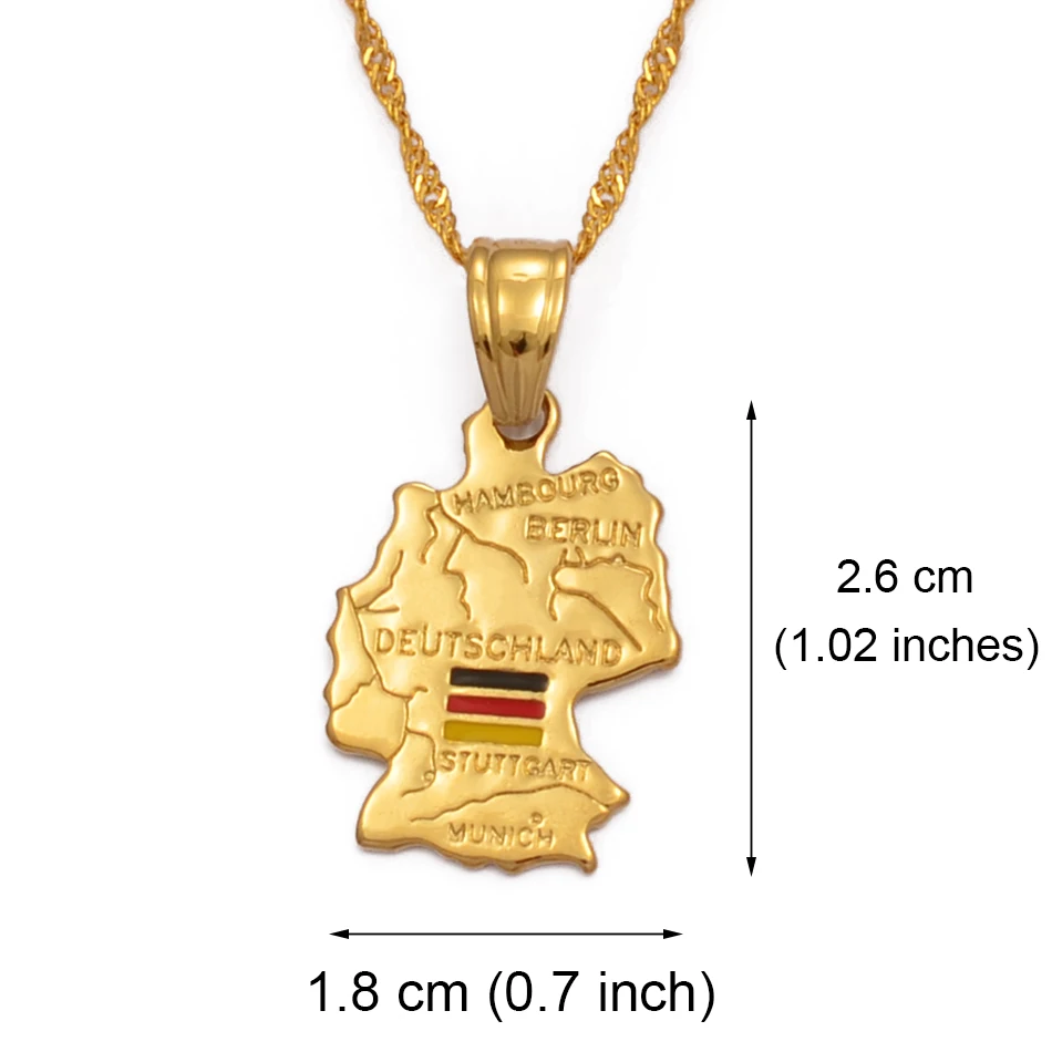 Anniyo Deutschland карта кулон в форме флага ожерелье для женщин девочек золотой цвет