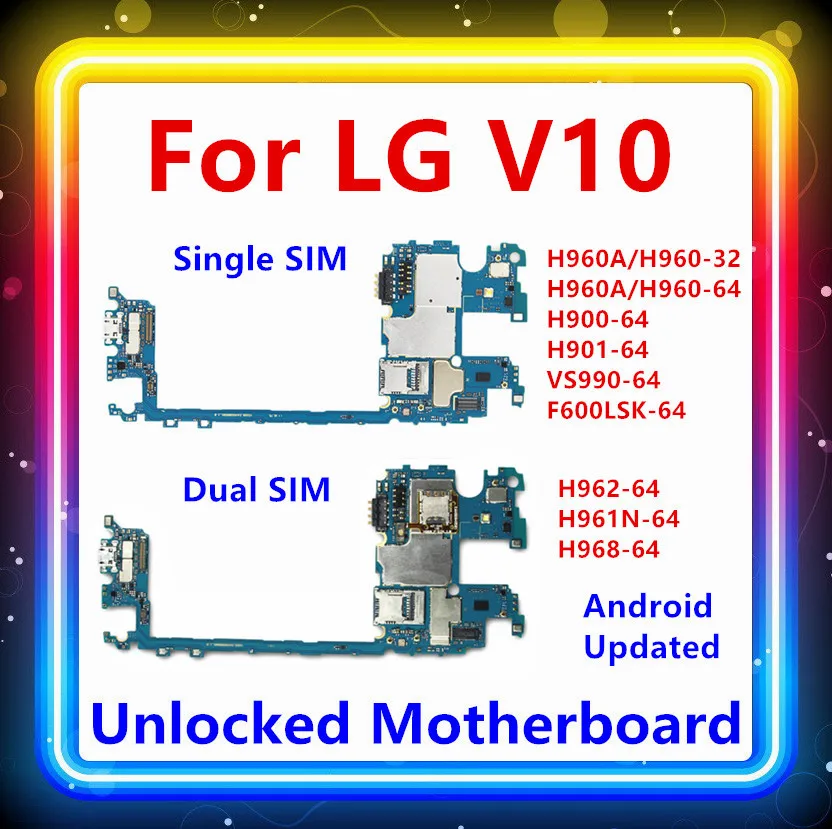 Оригинальная материнская плата 64 Гб ПЗУ 32 с системой Android для LG V10 H960A H960 H962 H961 H900 H901