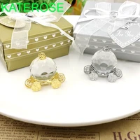 50pcs goldsilver crystal baby carriage in gift box new infant christening party giveaways wedding birthday keepsake