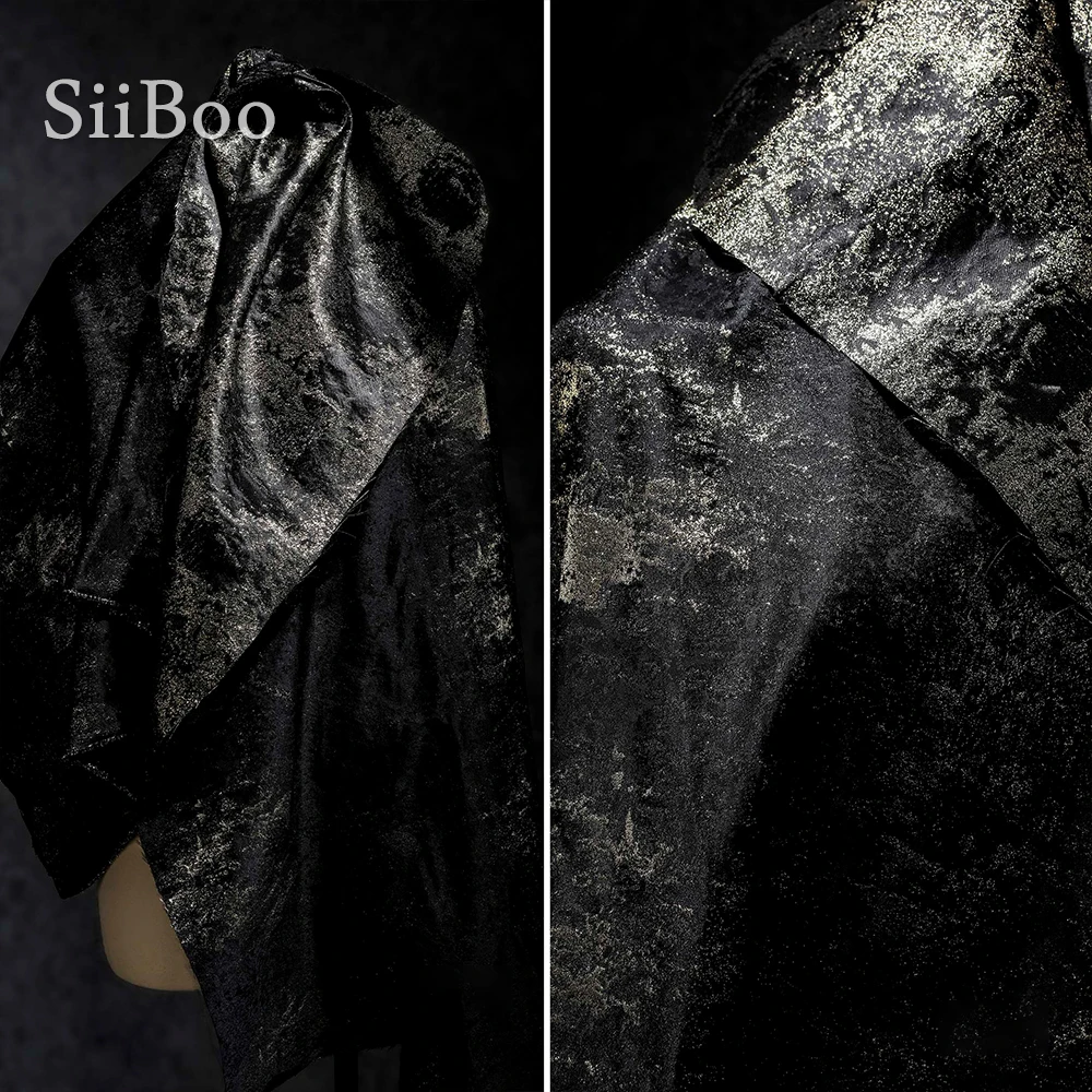 Siiboo жаккардовая ткань для блейзера и брюк цвет черный золотой металлик - купить