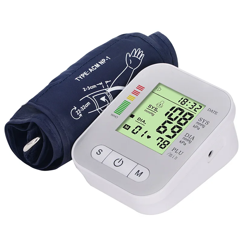 

Medical Household Digital Upper Arm Cuff Blood Pressure Pulse Heart Rate Tonometer Home Portable Sphygmomanometer Monitor Meter