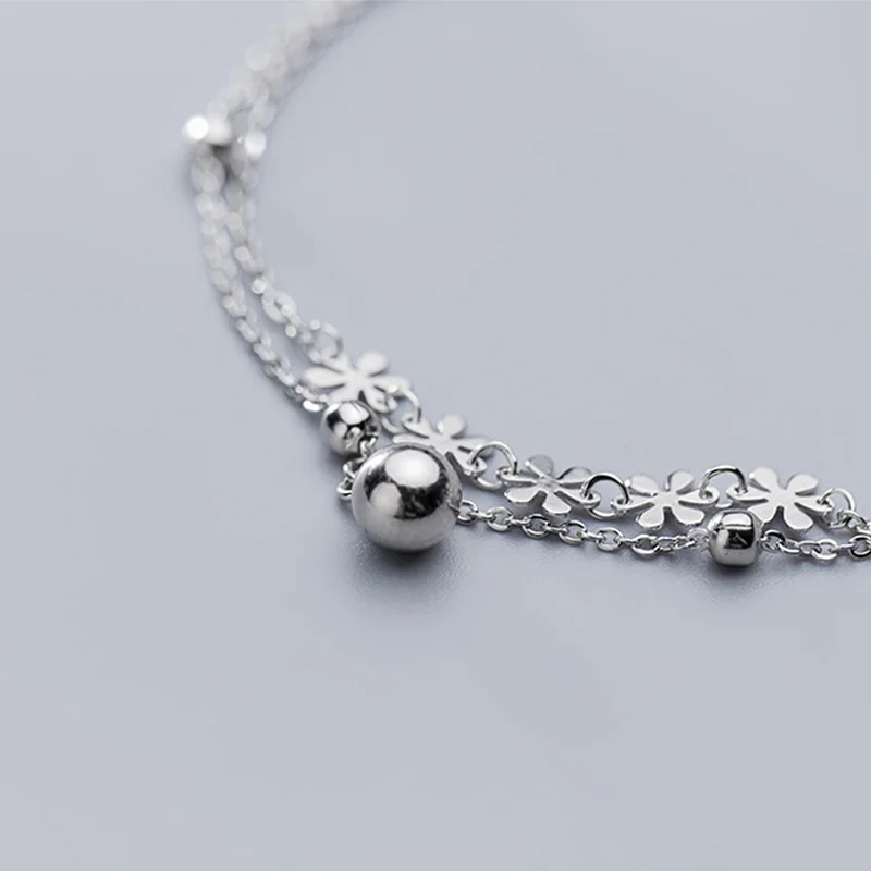 Ножная цепочка простой двухэтажный ножной браслет из стерлингового серебра 925