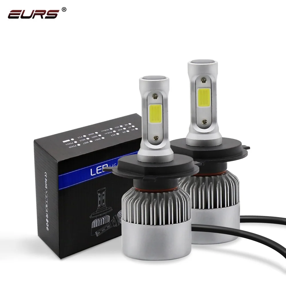 Автомобильные фары EURS H7 LED H4 светодиодный H1 H11 H8 H3 H13 H27 880 9006 H16 8000LM 9007 K 12V 24V S2 COB