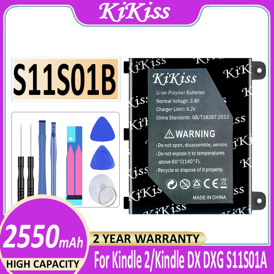 

2550mAh KiKiss Replacement Battery S11S01B For Amazon Kindle 2 & Kindle DX DXG D00511 D00701 D00801 Batteries + Free Tools
