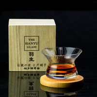 neat japan edo crystal whiskey cappie hanyu glass bowl cup rotatable striped barley glass brandy glasswooden box