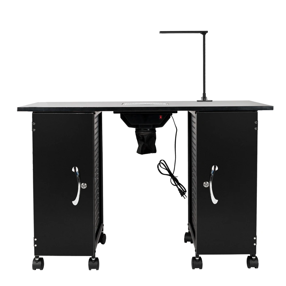 

Two Styles Manicure Nail Table Station Nail Salon Furniture Iron Manicure Station Table with LED Lamp & Arm Rest