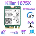 Беспроводная сетевая карта killer 1675X, 5374 Мбитс, совместимая с Bluetooth, для ноутбука или настольного компьютера, Gigabit, Transcend AX210NGW, поддержка Win11