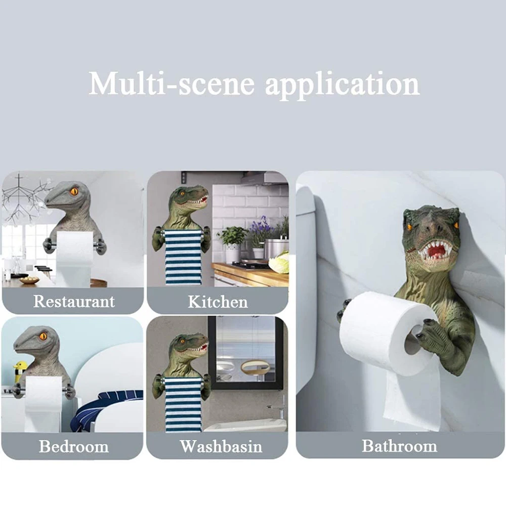 

Tissue Box Creative Resin Wall Rack Toilet Paper Holder Cartoon Dinosaur Towel Rack Bedroom Roll Holder D1