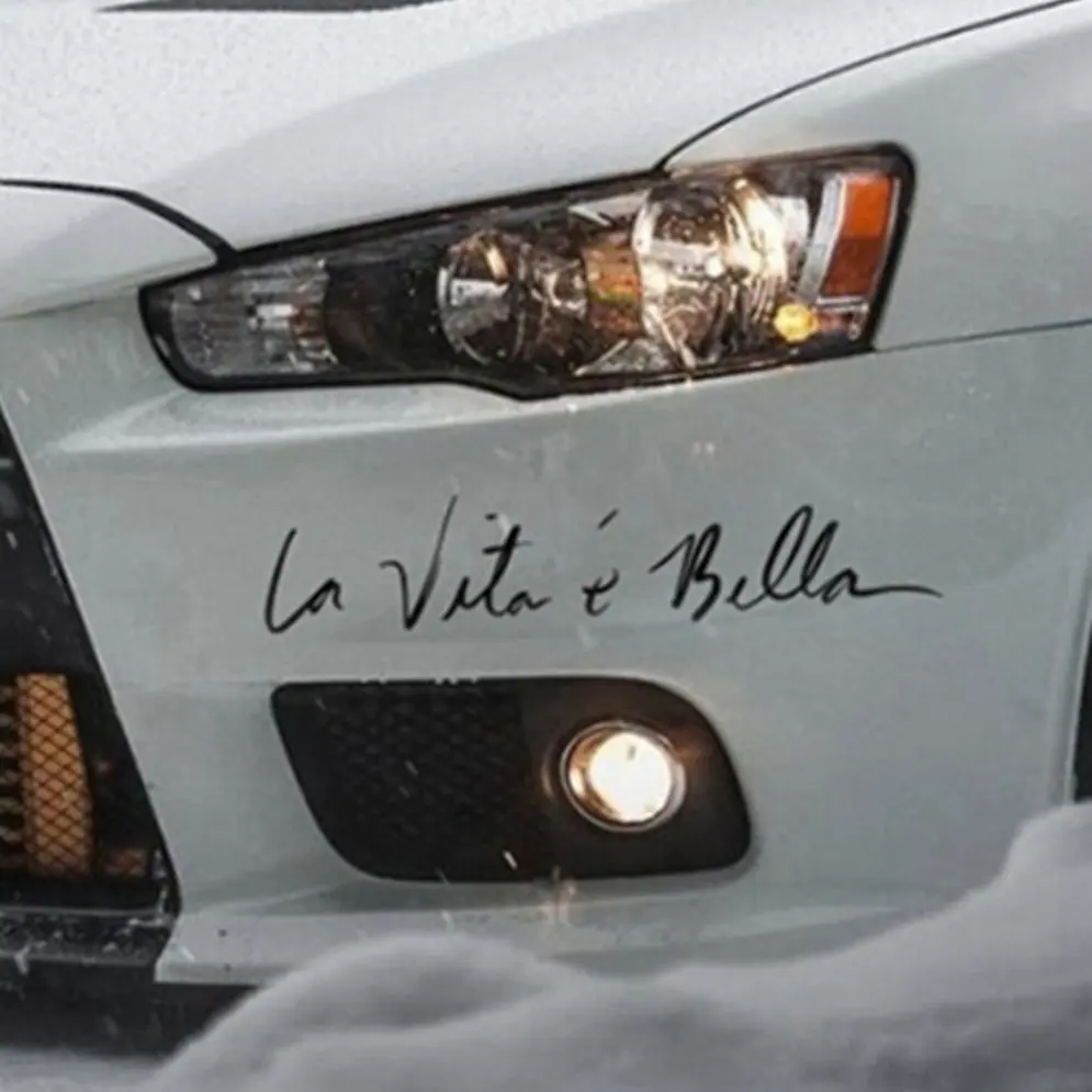 

La Vita e bella English Letter Side Door Car Stickers Reflective Vinyl Decal Car Decoration