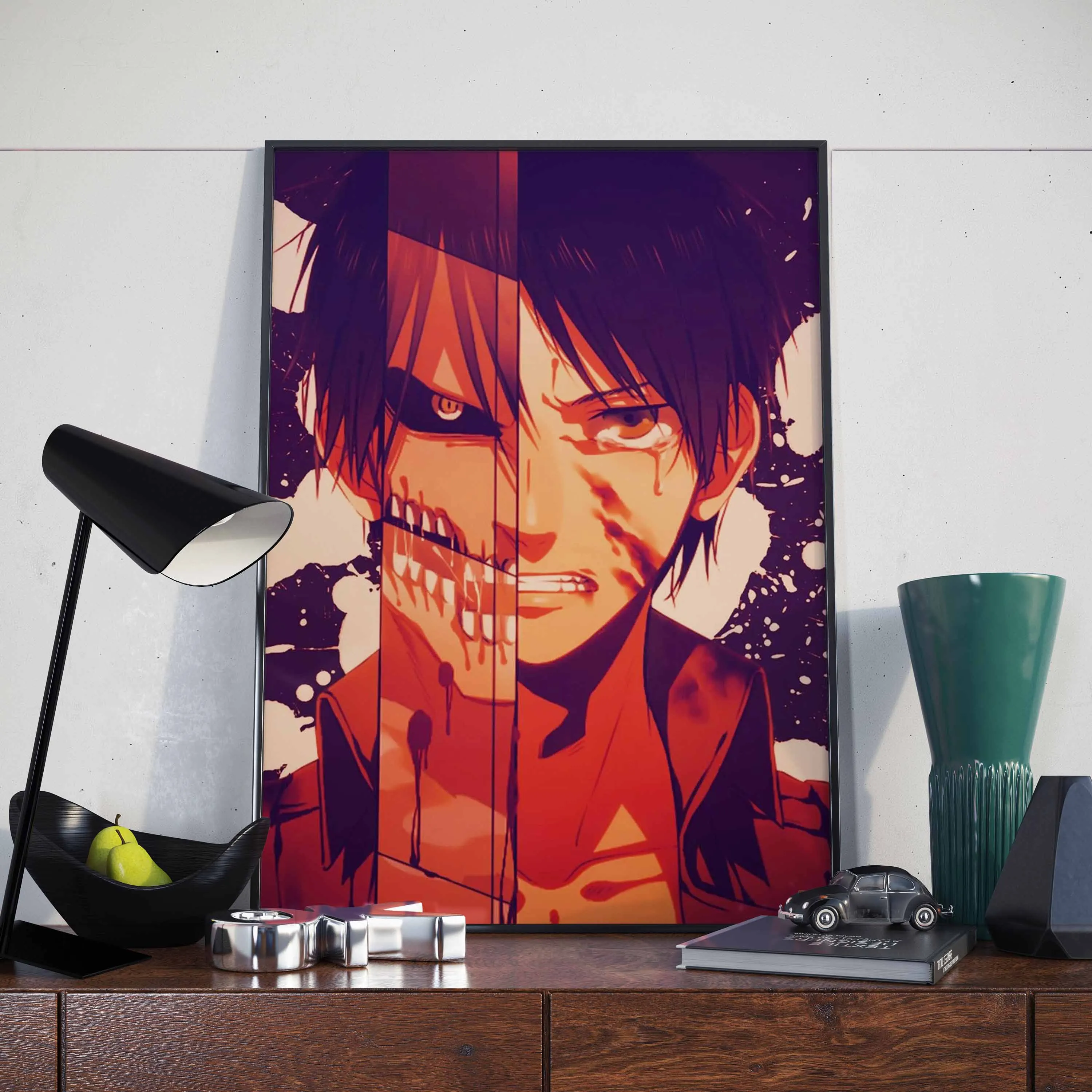 Атака Титанов Постер Эрен Ягер Холст