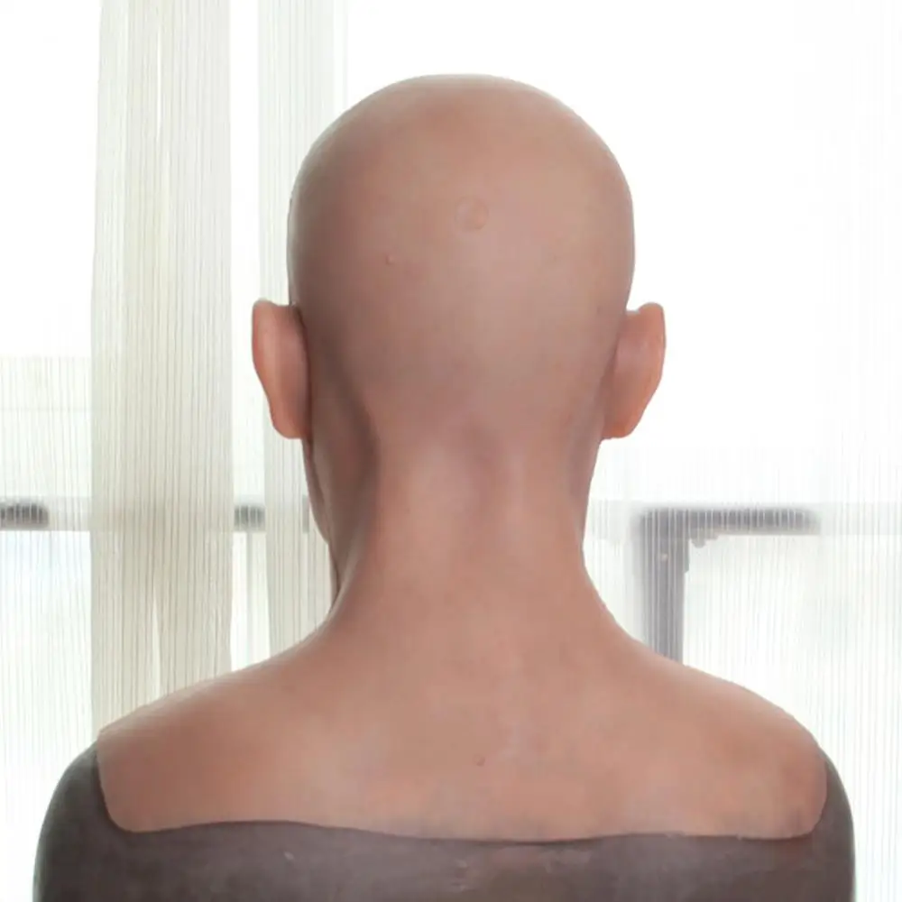 

Realistic Silicone Headgear Cosplay Props Hand Made Full Head Young Man Movie Props Halloween Female To Male Masquerade