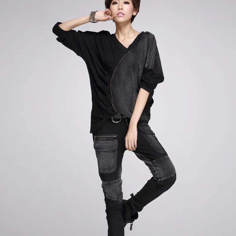 Высокое качество Новая мода Rteo Женские повседневные карго панк шт Патч брюки