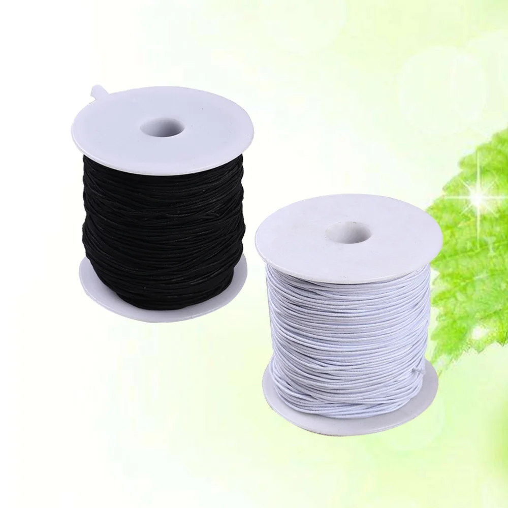 

2pcs 0.8 mm Elastic Cord Thread Beading Threads Stretch String Fabric Crafting Cord for Jewelry Making(Black,White)
