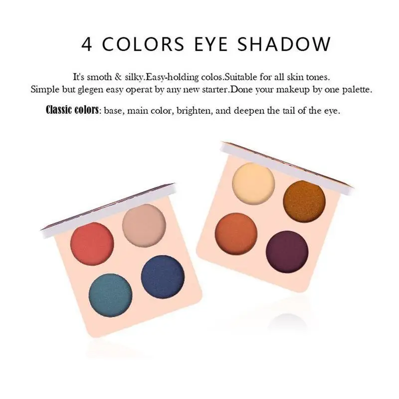 New 4 Color Wine Red Eyeshadow Palette Pressed Shimmer Matte Eye Shadow MakeUp Long-Lasting For Beauty |