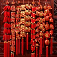spring festival chinese knots firecrackers red peppers gate string pendants ornament hanging new years party room decoration