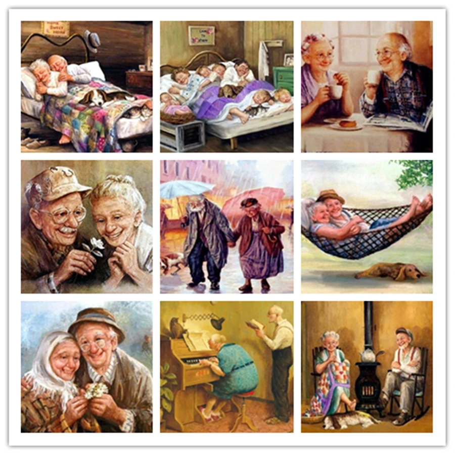 5D алмазная живопись сделай сам Набор для вышивки крестиком в виде старых пар