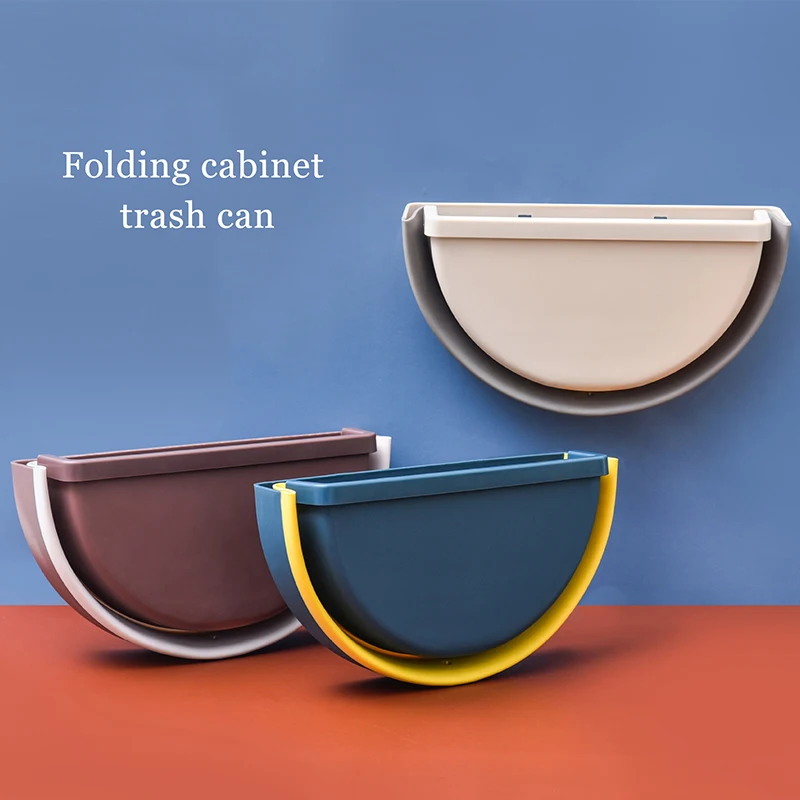 

Wall-mounted Waste Bin Foldable Trash Can Kitchen Bathroom Storage U-shaped Card Slot Household Sorting Debris Bucket