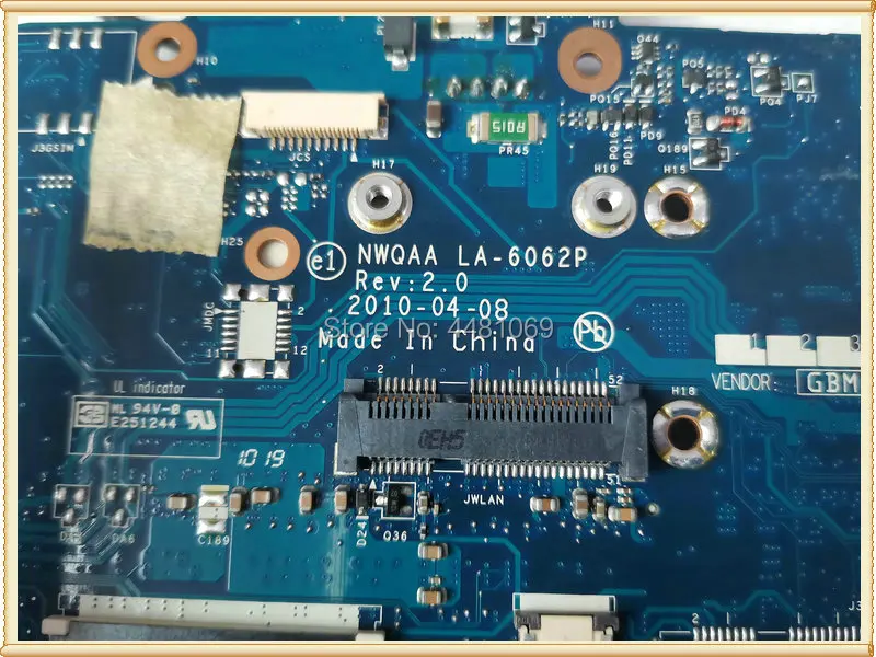 LA-6062P REV: 2 0 для Toshiba Satellite A660 A665 Материнская плата ноутбука NWQAA K000104400 HM55 DDR3 GT330M