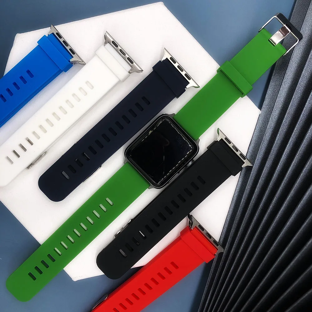 Ремешок для Apple Watch 38 мм 42 iWatch 4 ремешка 44 40 спортивный силиконовый ремень браслет