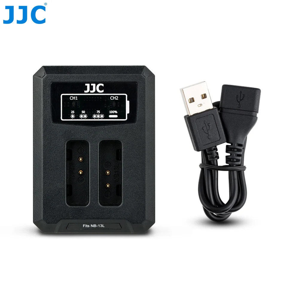Зарядное устройство JJC USB для Canon двойное зарядное с разъемом аккумуляторы NB13L