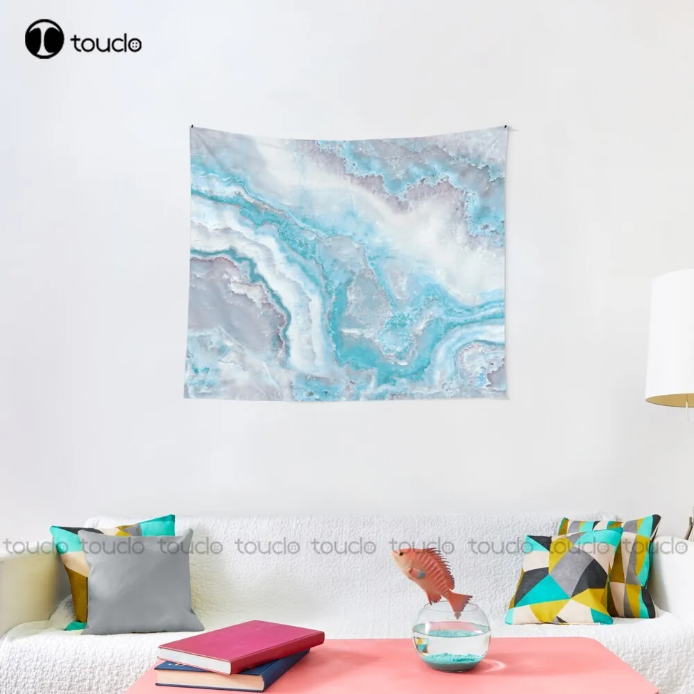 Роскошный синий Агатовые мраморные драгоценные камни гобелен женский одеяло