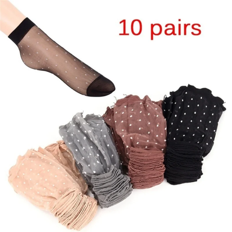 

10Pairs/lot Summer The New Sexy Ultrathin Transparent Crystal Silk Socks for Women High Elastic Black Nylon Short Socks
