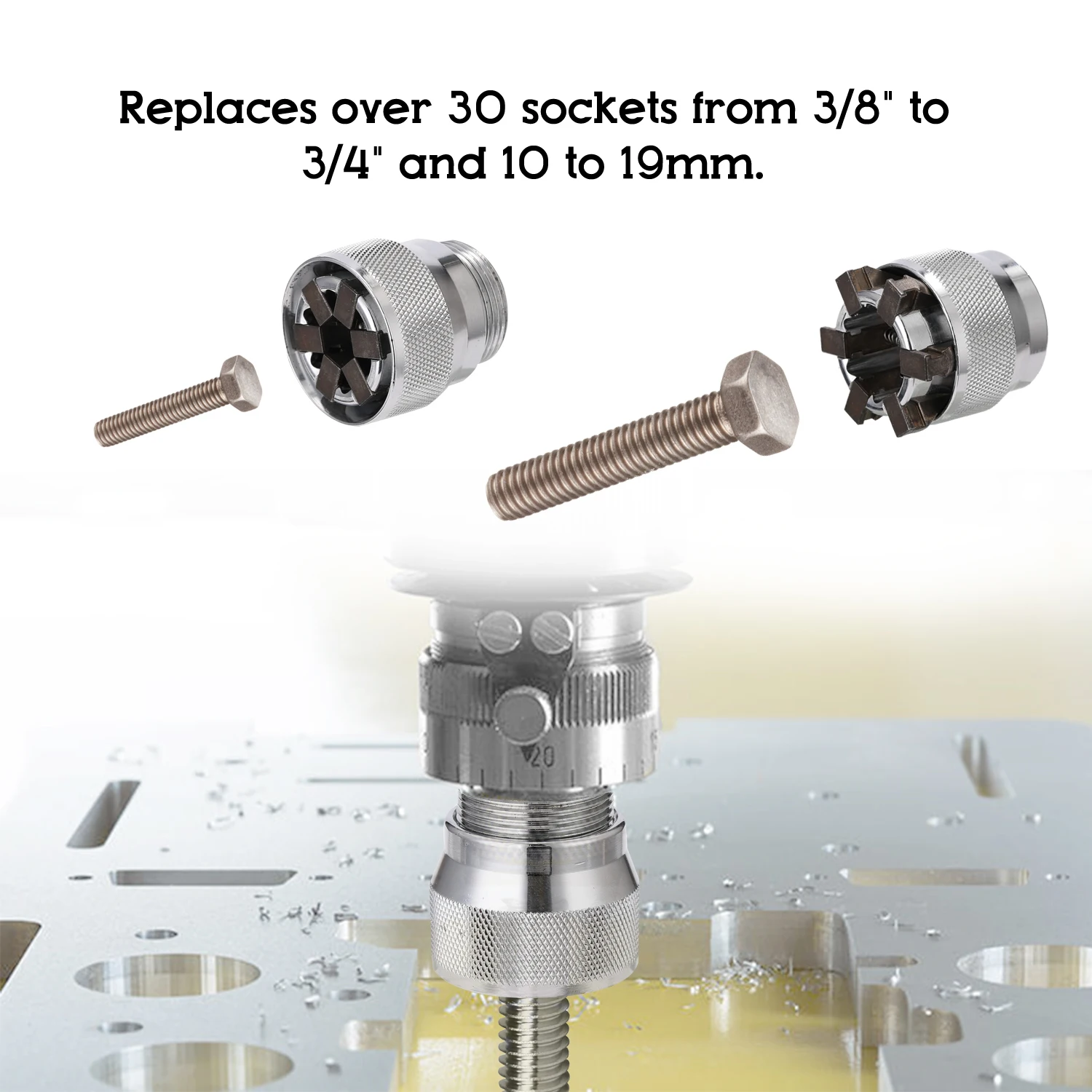 

KKMOON Universal Professional Chrome Molybdenum Steel Sleeve Magic Sleeve Fits Any Standard 3/8" Drive Wrench