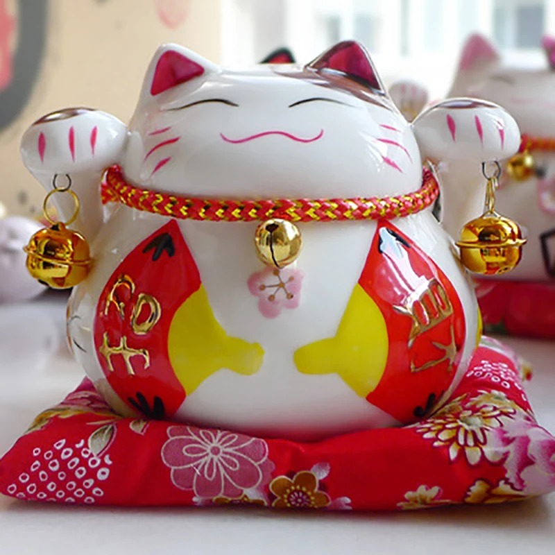 Китайский фэн шуй керамический кот удачи японский Манеки неко Кот деловые