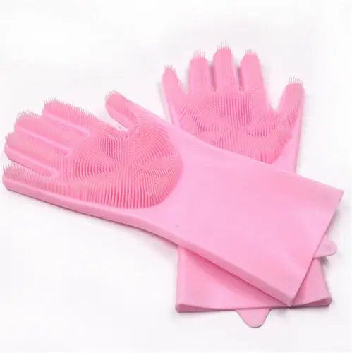 

Magic Silicone Rubber Dish Washing Gloves Home Kitchen Bathroom Dish Cleaning
