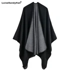 2021 весна осень зима обертывание качели открыть стежок длинный шарф шаль большой размер свободный полосатый вязаный кардиган свитер вязаный