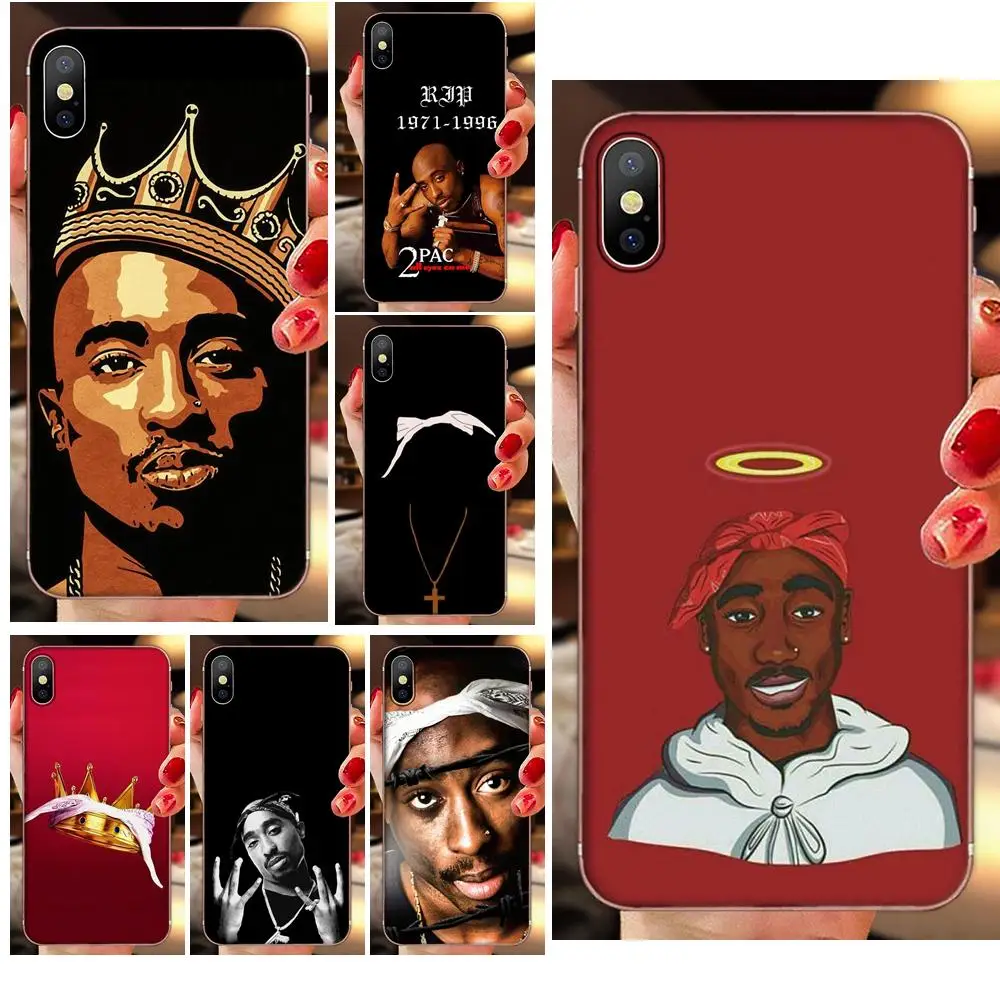 ТПУ дизайн для Apple iPhone 4 4S 5 5C 5S SE SE2 6 6S 7 8 11 Plus Pro X XS Max XR 2pac Tupac Crown 2 Pac|Бамперы| |
