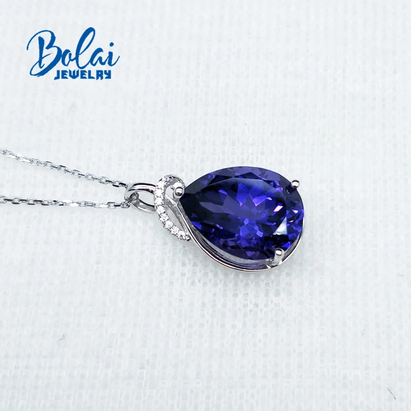 Bolaijewelry, серебряный 925 кулон нано Танзанийская груша 12*16 мм, созданная Капля воды дизайн ювелирных изделий для девочек партии или повседневной одежды