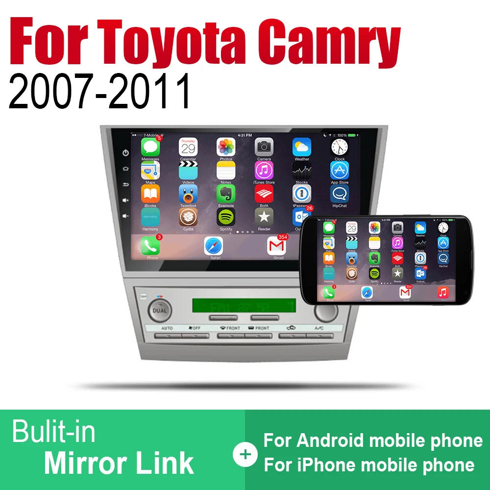 Автомобильная Мультимедийная система Android экран радио стерео для Toyota Camry 2007 2008 2009