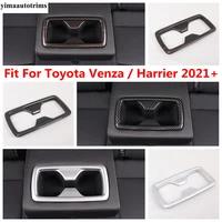 car rear armrest water cup holder frame decor cover trim for toyota venza harrier 2021 2022 carbon fiber interior accessories