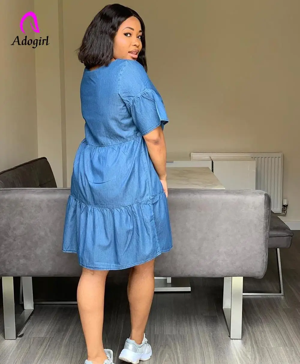 Adogirl 2019 новые женские летние платья с круглым вырезом повседневные джинсовые