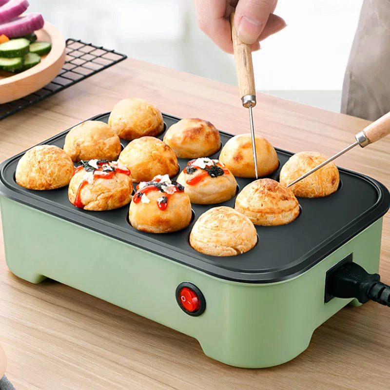 

Octopus Ball Maker Takoyaki Baking Pan Electric Taiyaki Machine Sausage Hotdog Eggs Omelette Grill Japanese Fish-Shape Cake Oven