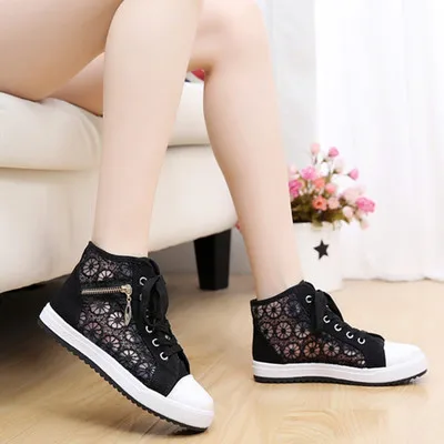 Женская обувь летняя повседневная парусиновая с вырезами дышащая на плоской