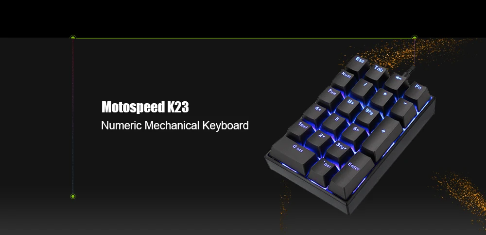 Motospeed K23 USB Проводная цифровая механическая клавиатура с Kailh коробка переключатель черный синий светодиодный подсветка 21 клавиши ноутбука