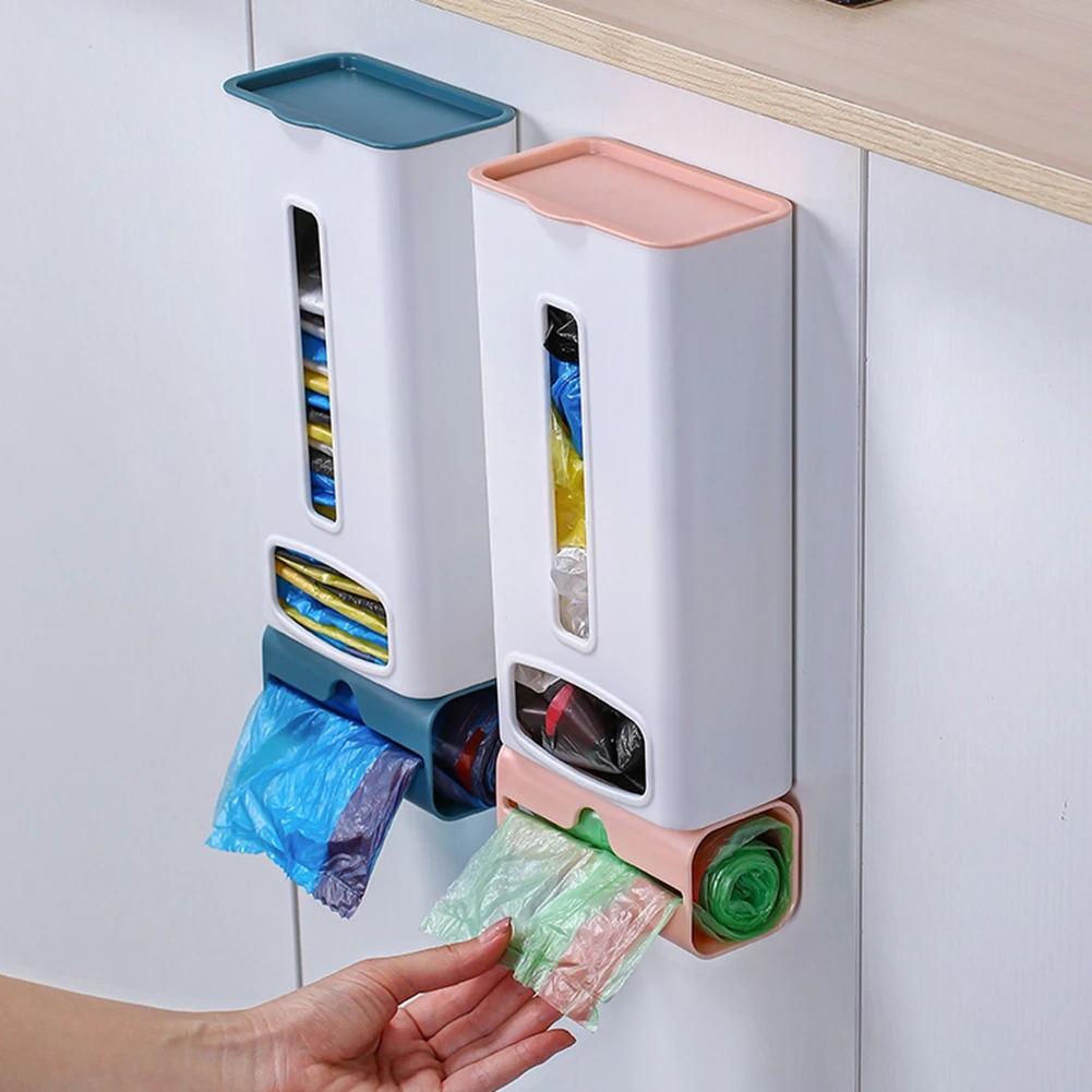 

Wall Mount Garbage Bag Storage Box Organizer Plastic Bag Dispenser Storage Case Cotton Pad Container
