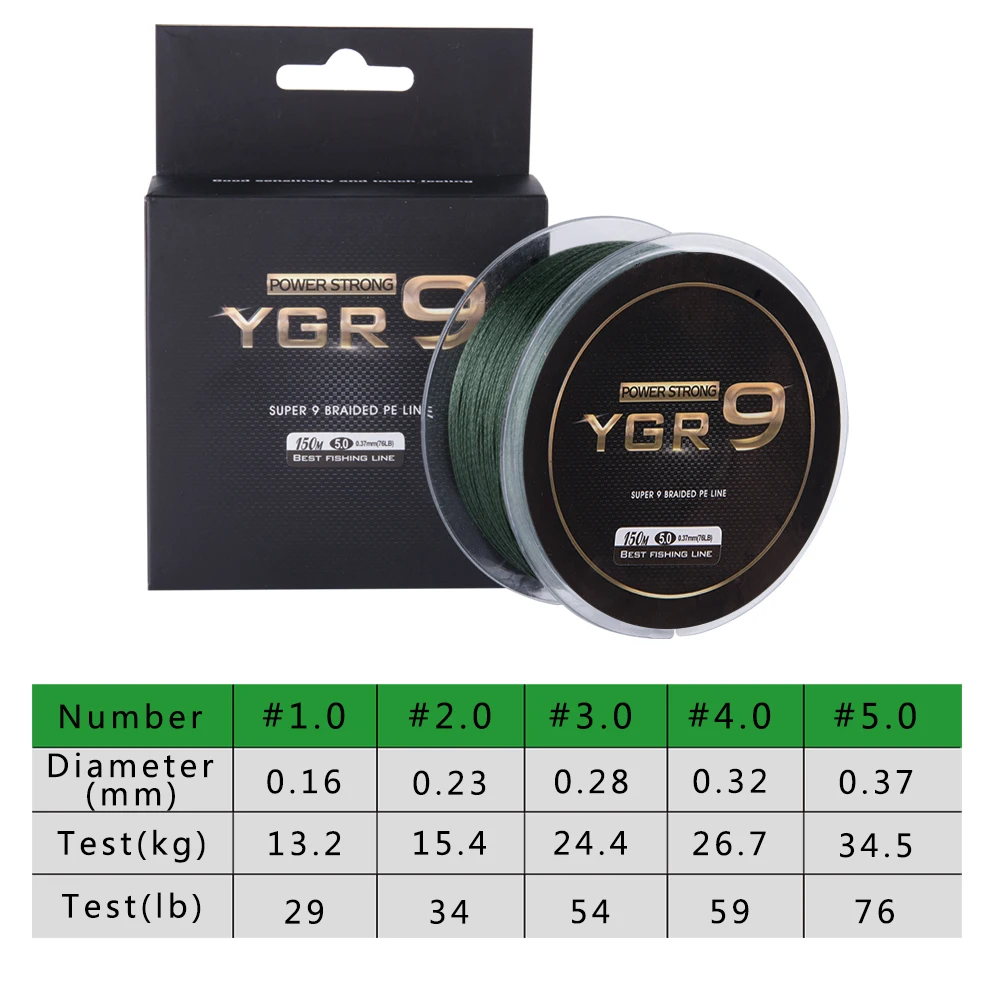 Goture 9 прядей плетеная рыболовная леска из ПЭ 150 м супер сильный 29LB 76LB Multifilame