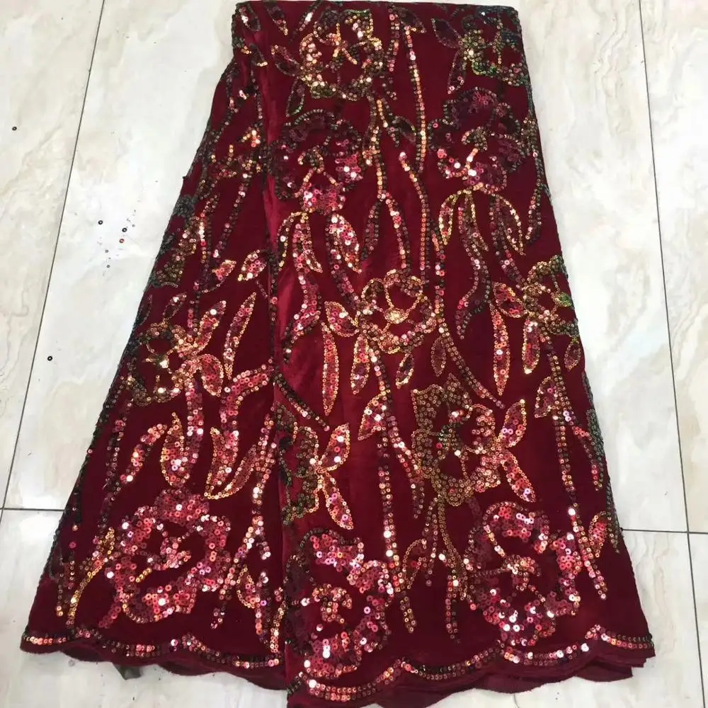 Французская кружевная ткань с пайетками бархатная высокого качества 5 ярдов