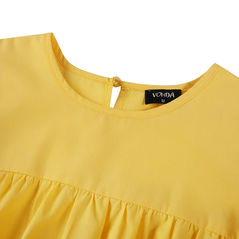 

Loose Blouse Summer Sleeveless Pleated Satin Tops Sexy Solid Ruffled Blouse VONDA Bohemian Blusas Femininas Oversize Streetwears