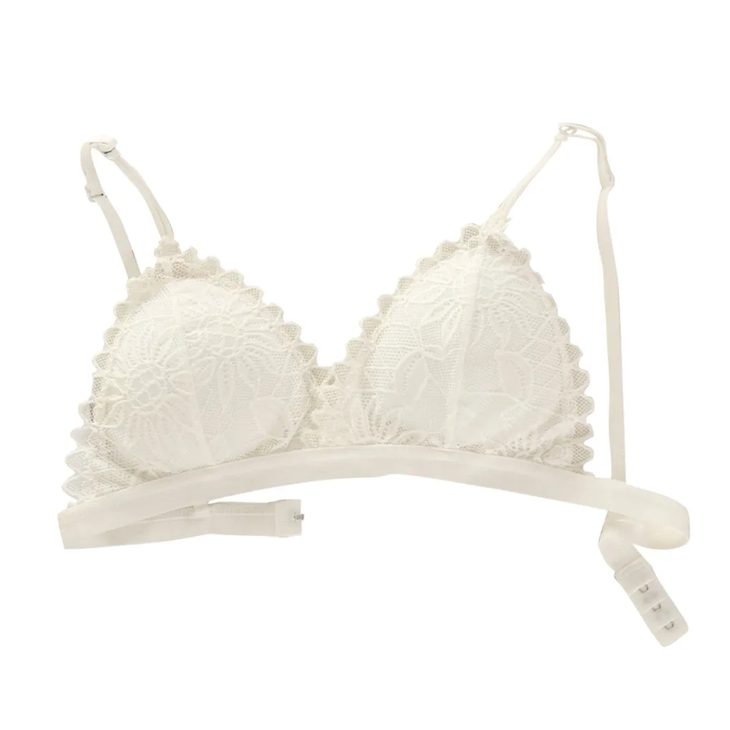 

Women Ring-Free Lace Bra Removable Sexy Lace Cup Adjustable straps Bras Underwear Seamless Push Up sexy bra Wire Free Q60