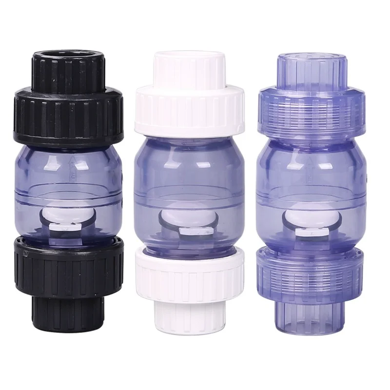 I.D 25mm 32mm Transparent Check Valve PVC One Way Non Return Valve Garden Watering Water Pipe Connector Aquarium Tank Tube Joint