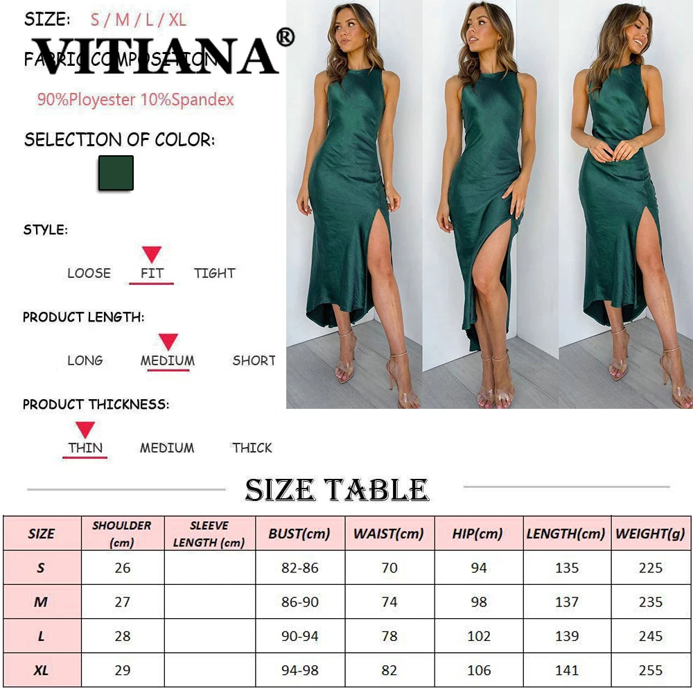 VITIANA Women Bodycon Sexy Dress Spring 2020 Female Sleeveless Backless Solid Green Casual Pencil Midi Dresses Elegant Vestidos | Женская