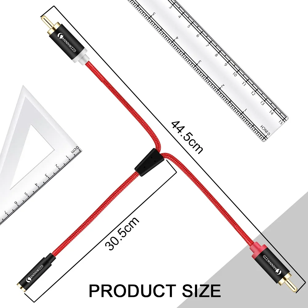 RCA Cable 2 Male to Female 3.5mm Jack Adapter Audio 0.5M 2RCA for Home Theater DVD VCD | Электроника